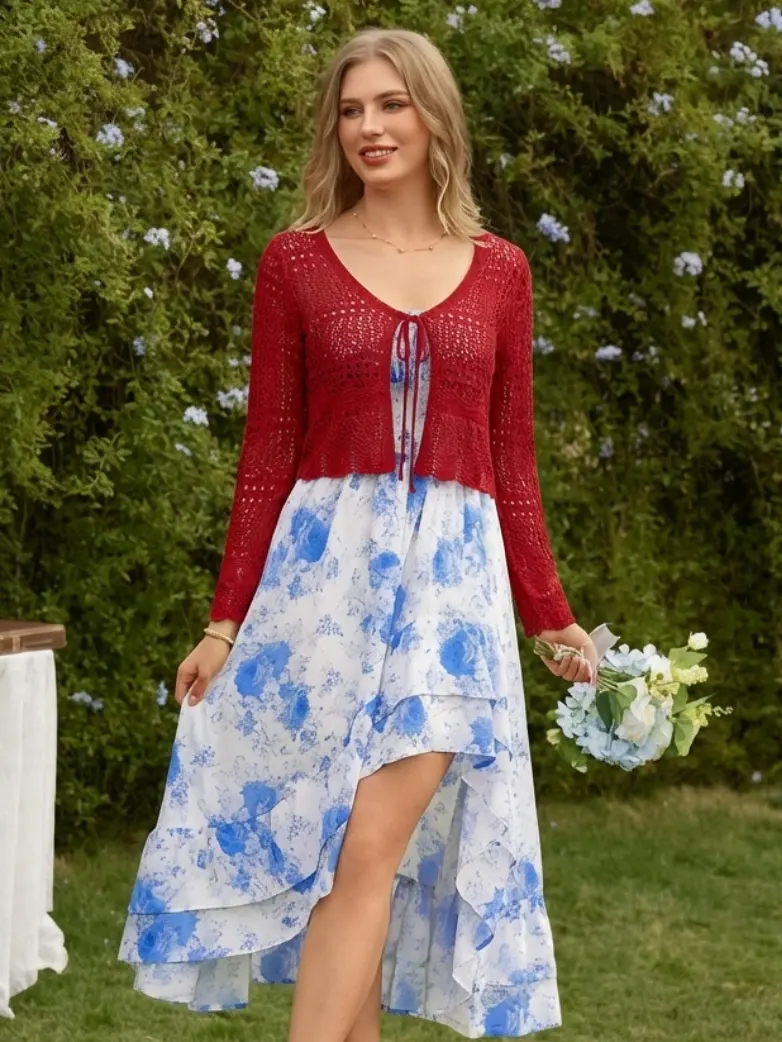 Renaissance Openwork Knit Cardigan for Floral Dress - Image 5