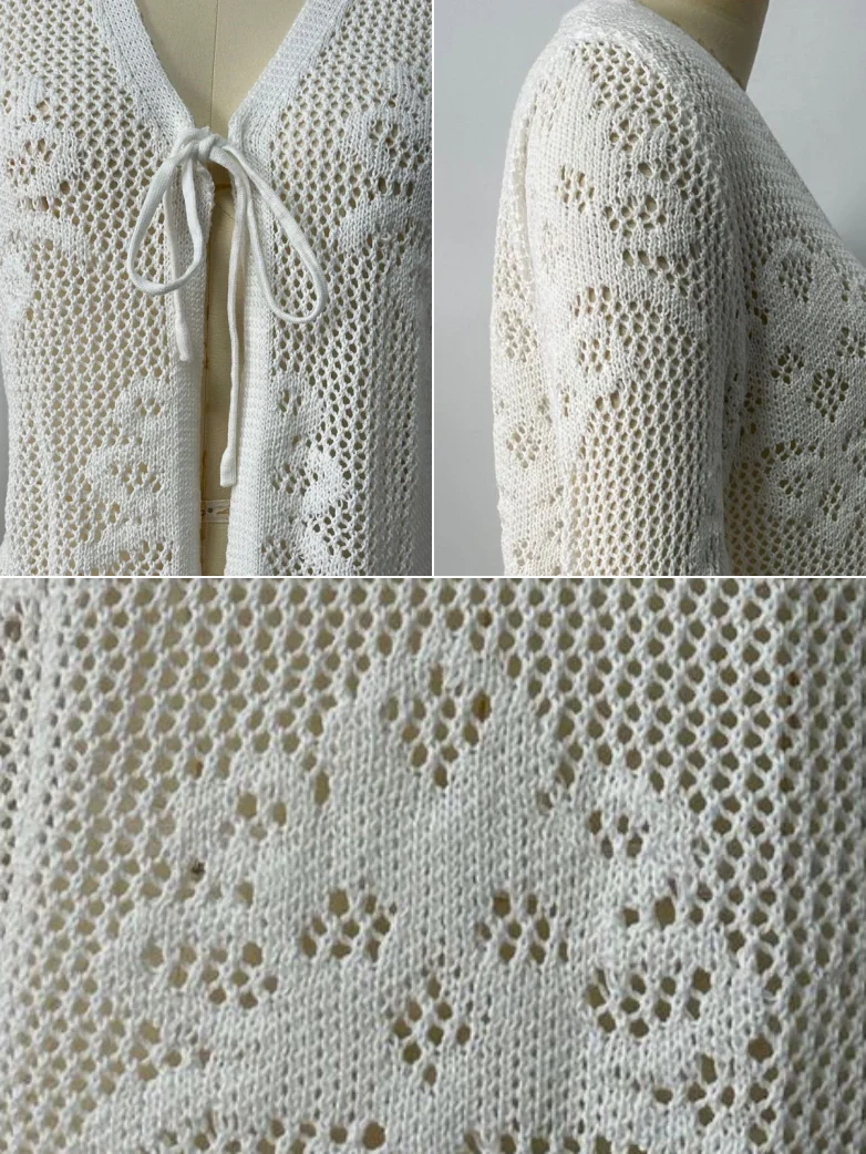 Women's Tie-Waist Casual Hollow-Out Cardigan - Image 3