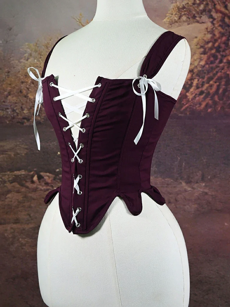 Victoria Era Stretch Twill Herringbone Corset Tops - Image 7