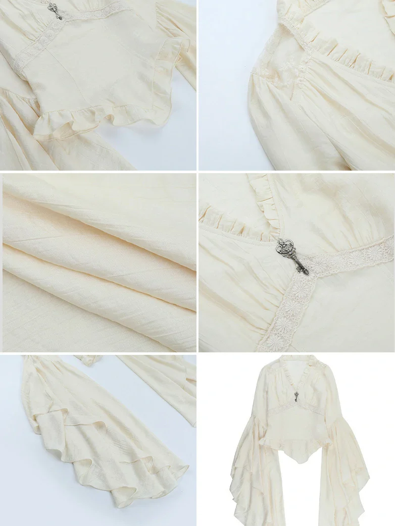 Women Victorian Gothic Pirate Flare Sleeve Shirt - Image 4