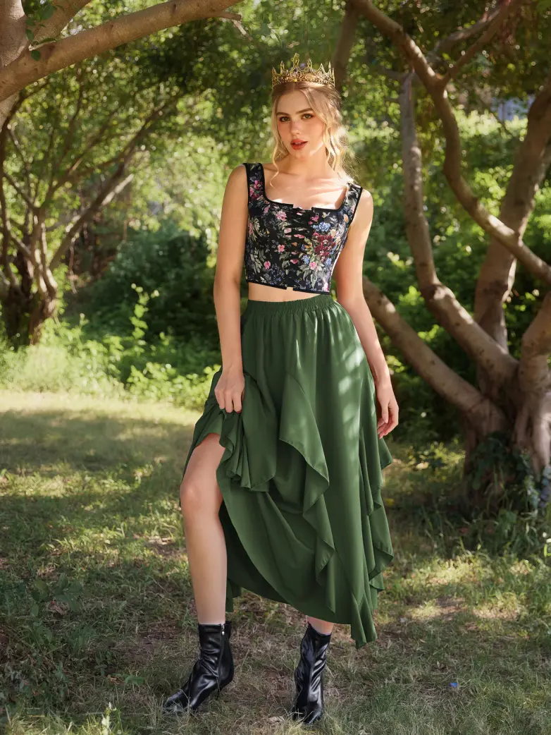 The Art of Layering Ruffle Chiffon Pockets Skirt - Image 15