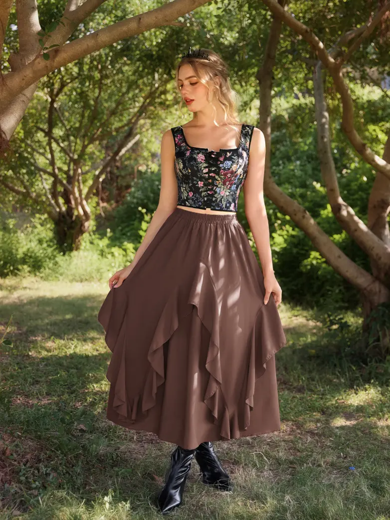The Art of Layering Ruffle Chiffon Pockets Skirt - Image 37