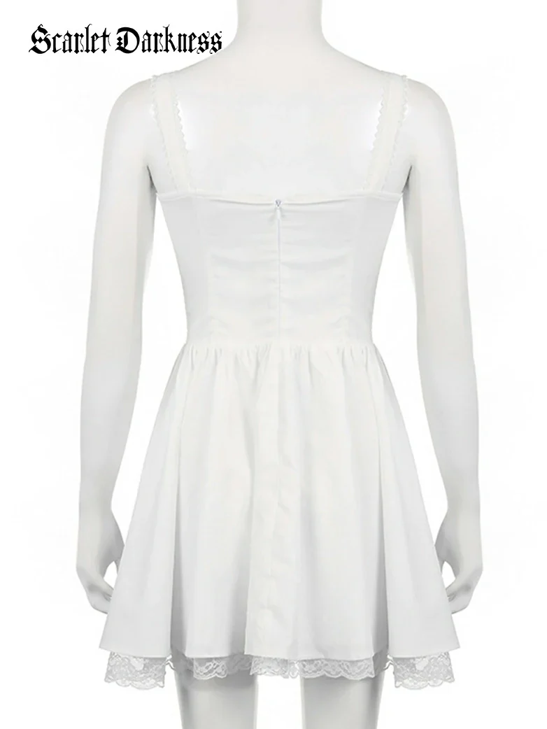 Pleated Lace Trim Ballet Corset Milkmaid Sundress - Image 5