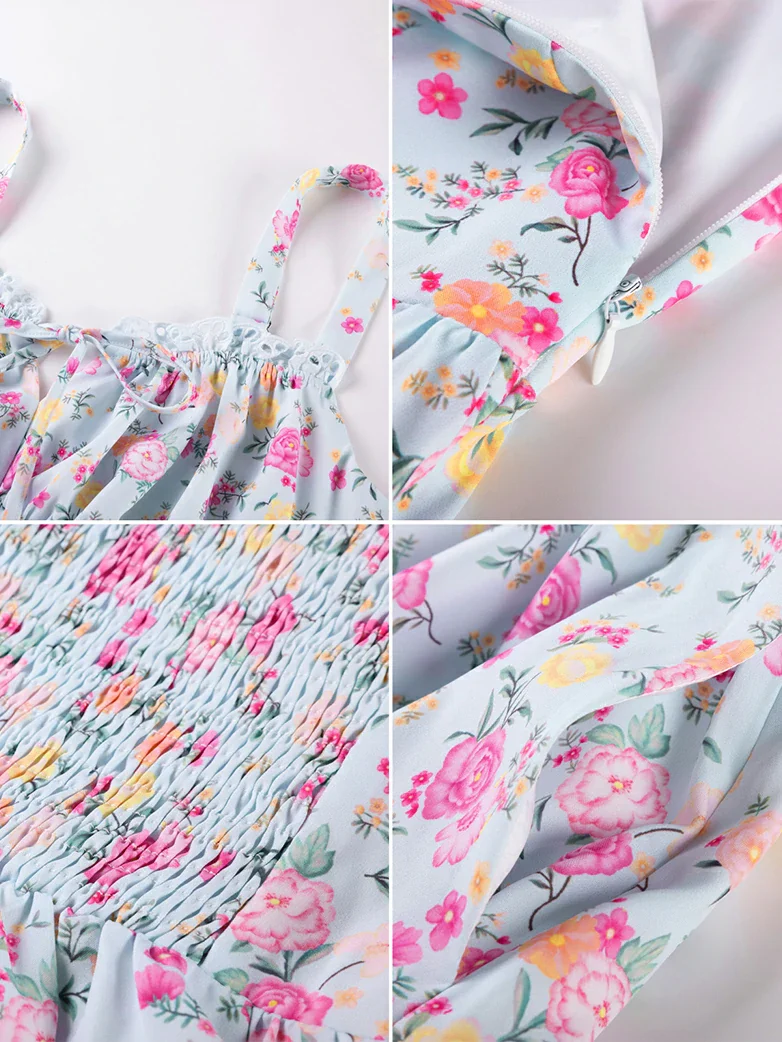Spring Victorian Floral Pockets Milkmaid Corset Dress - Image 28