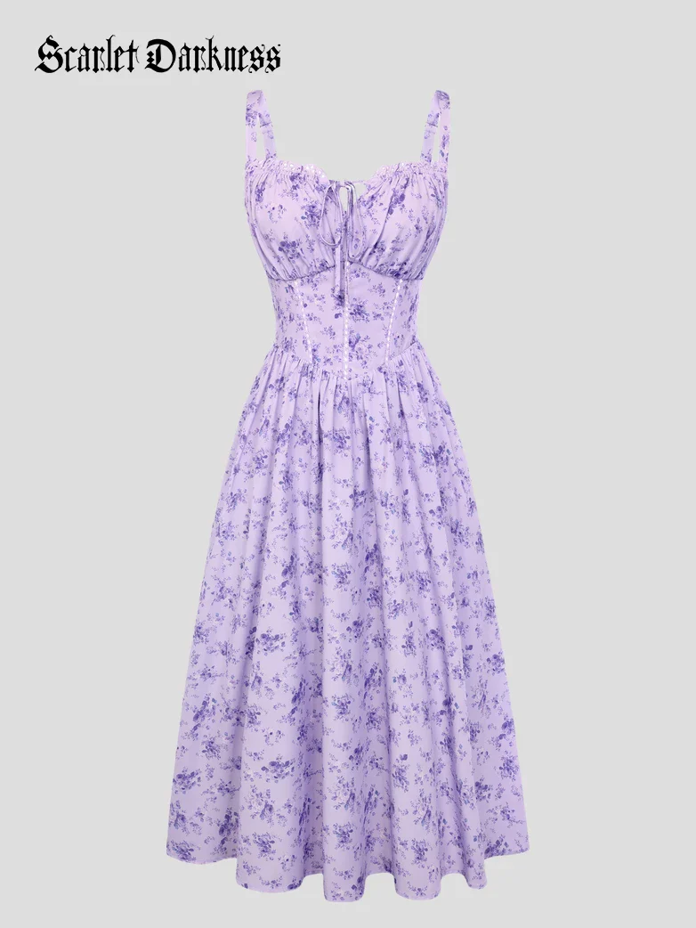 Spring Victorian Floral Pockets Milkmaid Corset Dress - Image 30