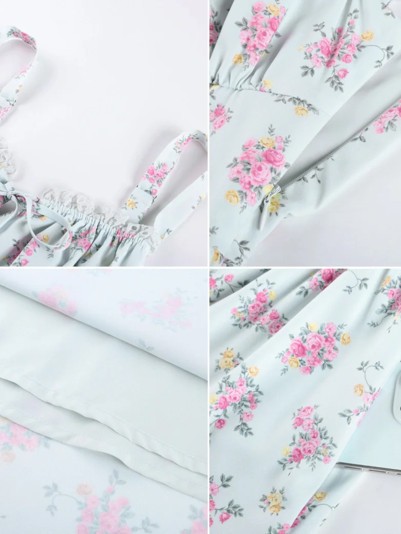 Spring Victorian Floral Pockets Milkmaid Corset Dress - Image 37