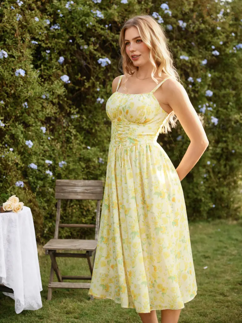 2026 Summer Floral Chiffon Flared Sundress for Women - Image 22