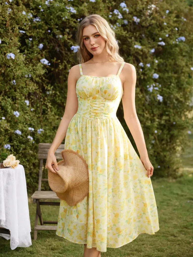 2026 Summer Floral Chiffon Flared Sundress for Women - Image 23
