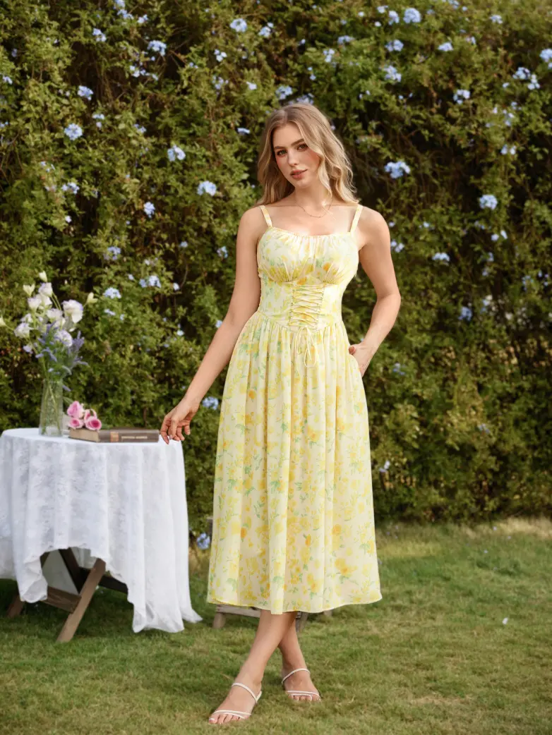2026 Summer Floral Chiffon Flared Sundress for Women - Image 24