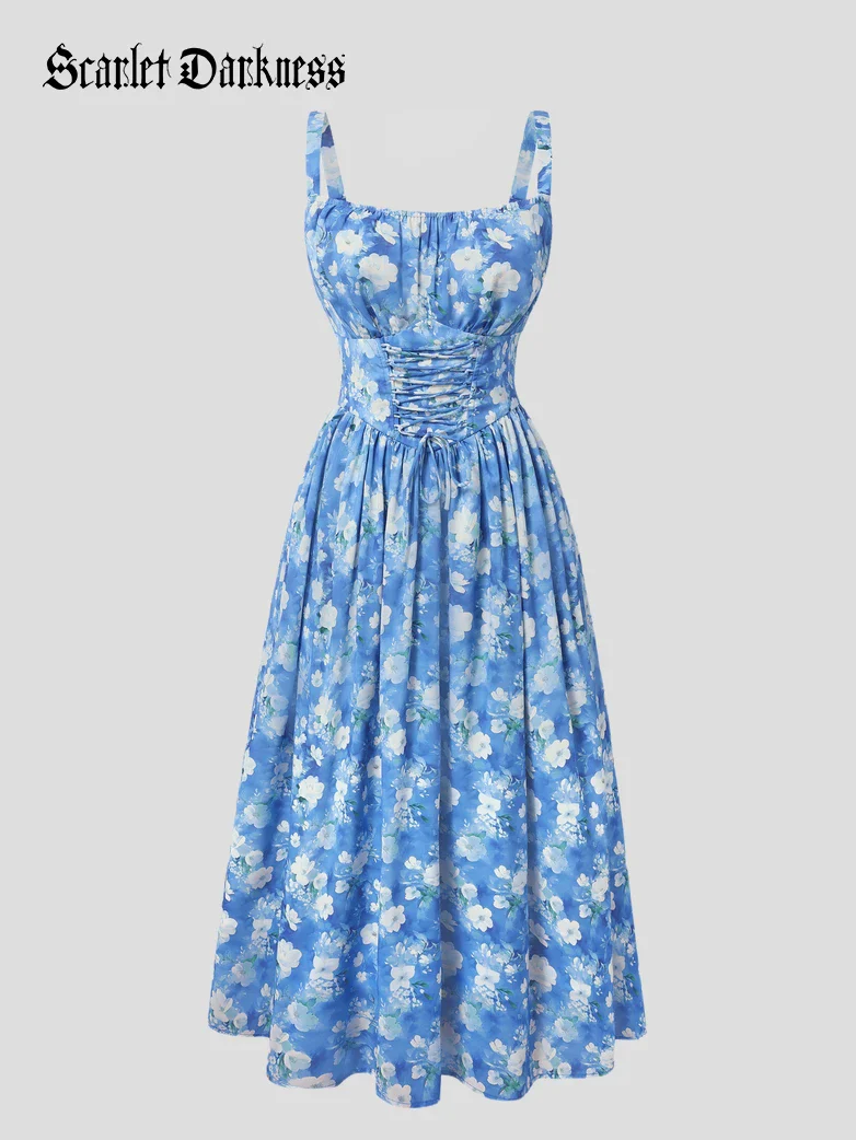 2026 Summer Floral Chiffon Flared Sundress for Women - Image 29