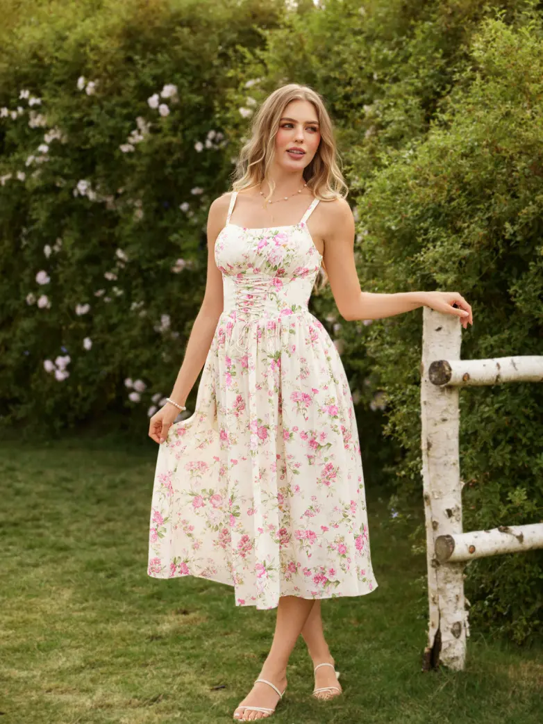 2026 Summer Floral Chiffon Flared Sundress for Women - Image 4