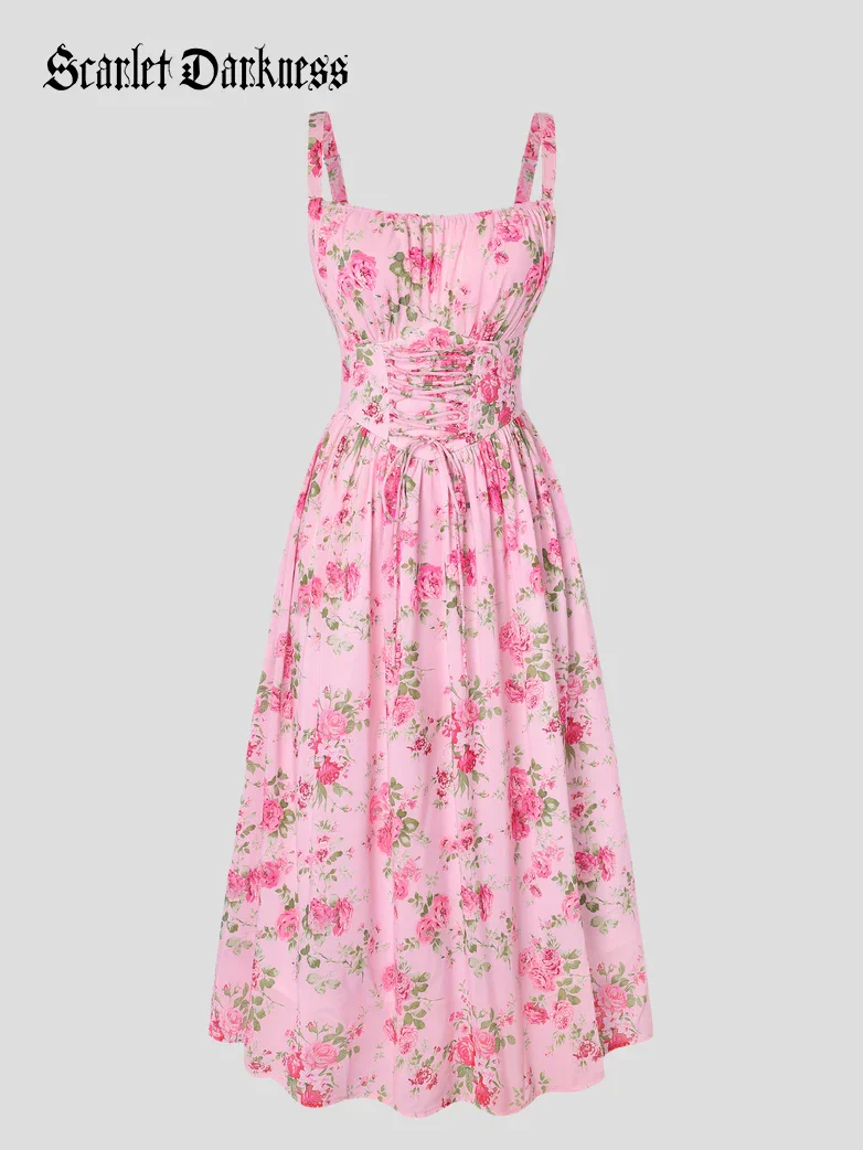 2026 Summer Floral Chiffon Flared Sundress for Women - Image 41