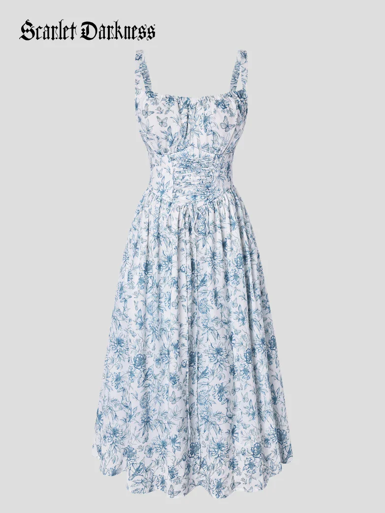 2026 Summer Floral Chiffon Flared Sundress for Women - Image 44
