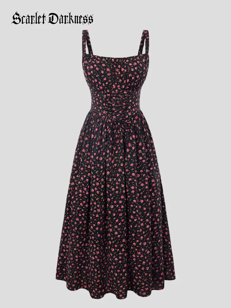 2026 Summer Floral Chiffon Flared Sundress for Women - Image 7