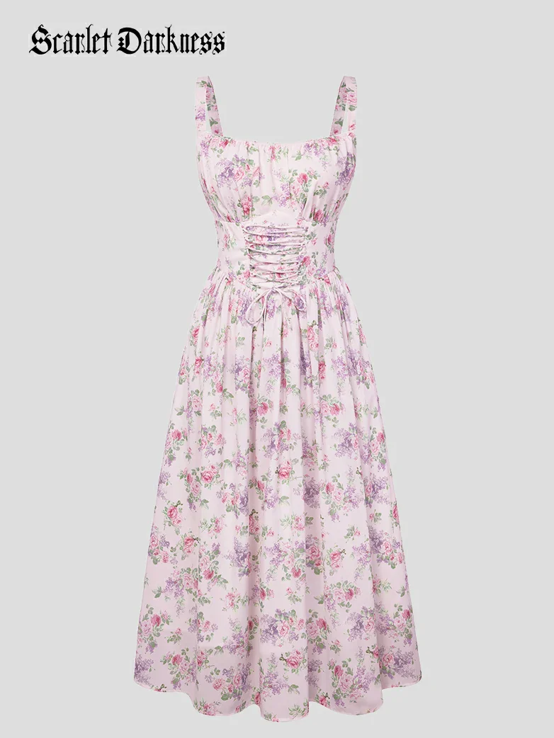 2026 Summer Floral Chiffon Flared Sundress for Women - Image 9