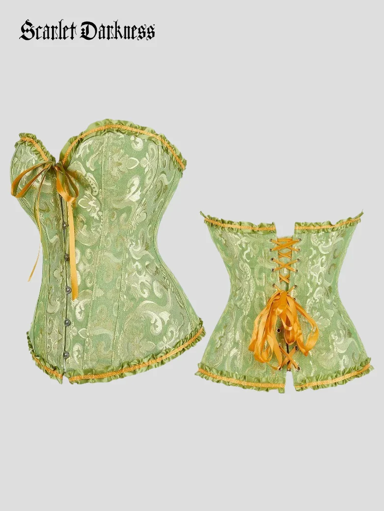 Tinkerbell Jacquard Corset Top Boned Shapewear - Image 2