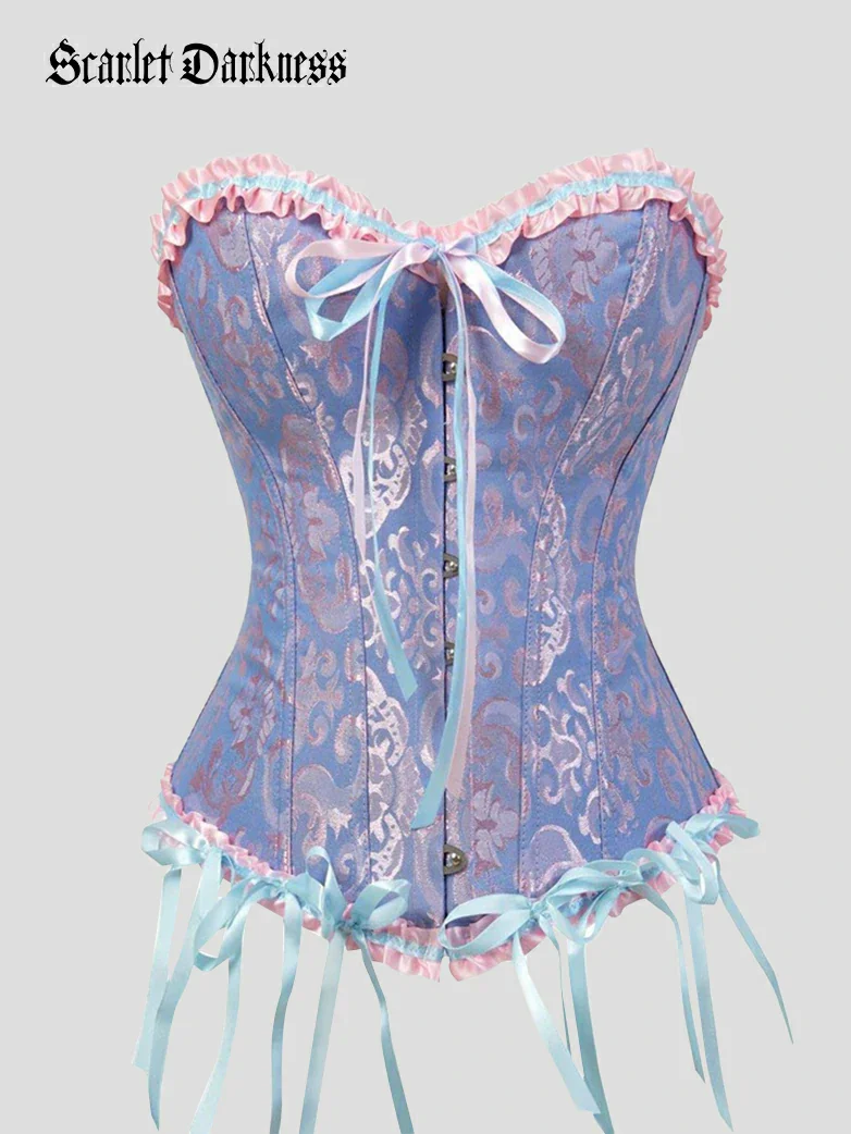 Tinkerbell Jacquard Corset Top Boned Shapewear - Image 3