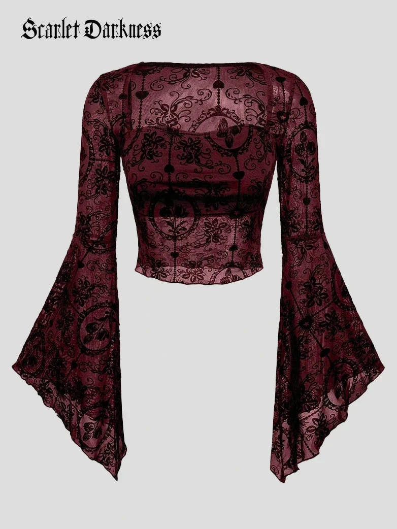 Valentine's Day Gothic Vampire Bell-Sleeve Top