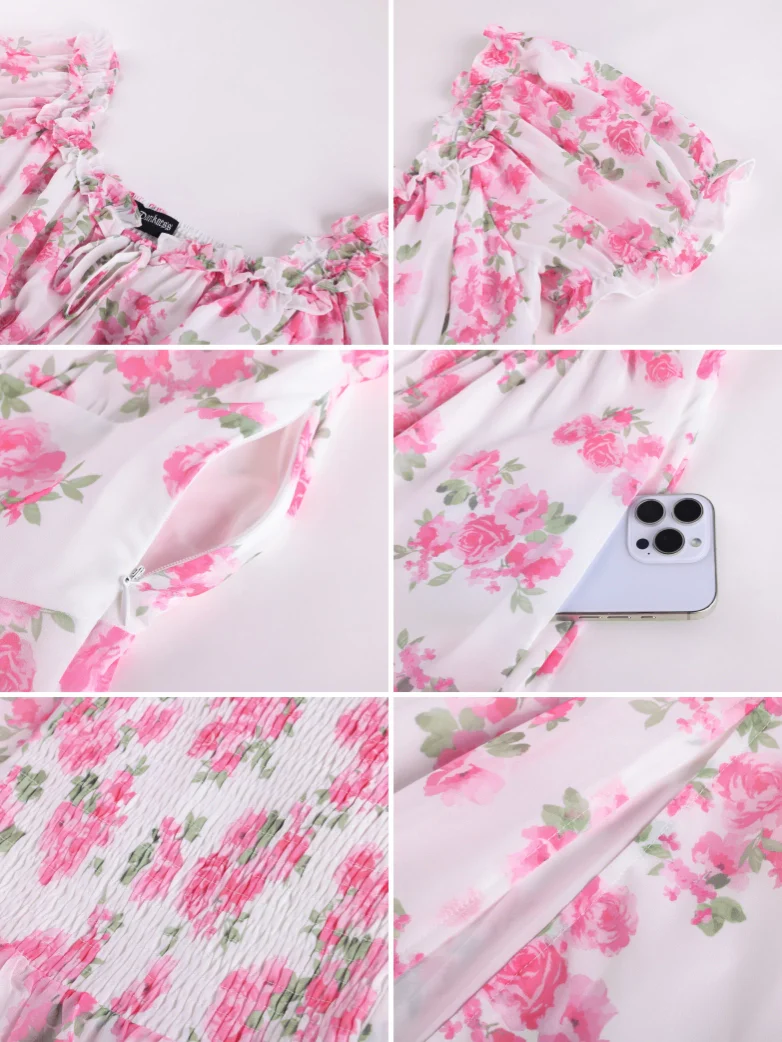 Valentine's Day Front Slit Chiffon Pockets Dress - Image 51