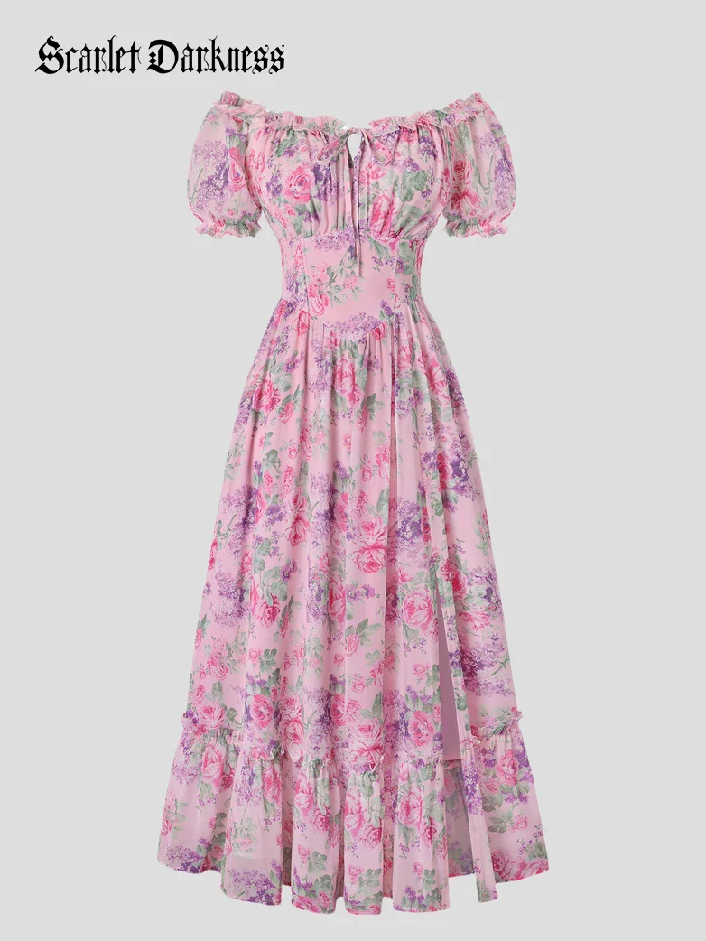 Valentine's Day Front Slit Chiffon Pockets Dress - Image 42