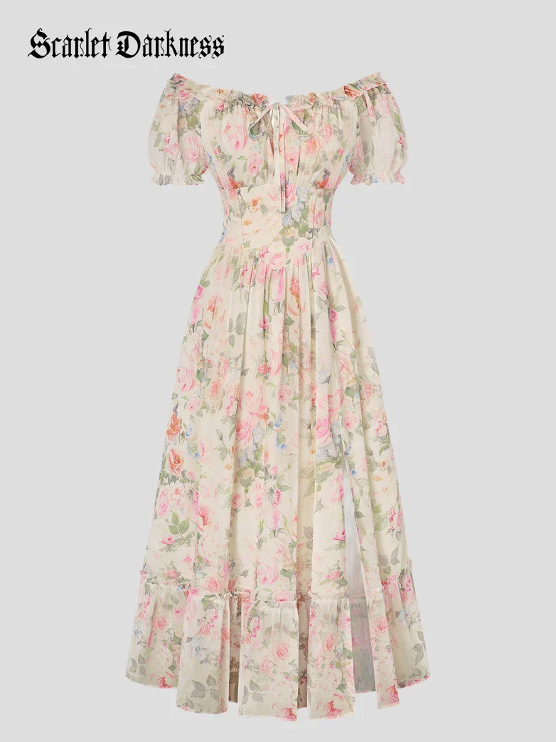 Valentine's Day Front Slit Chiffon Pockets Dress - Image 44