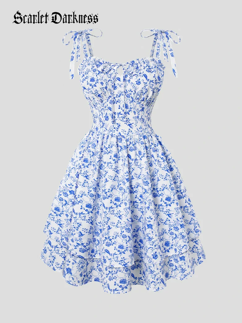 Victorian Spring Ditsy Floral Fitted Dresses For Women - Image 12
