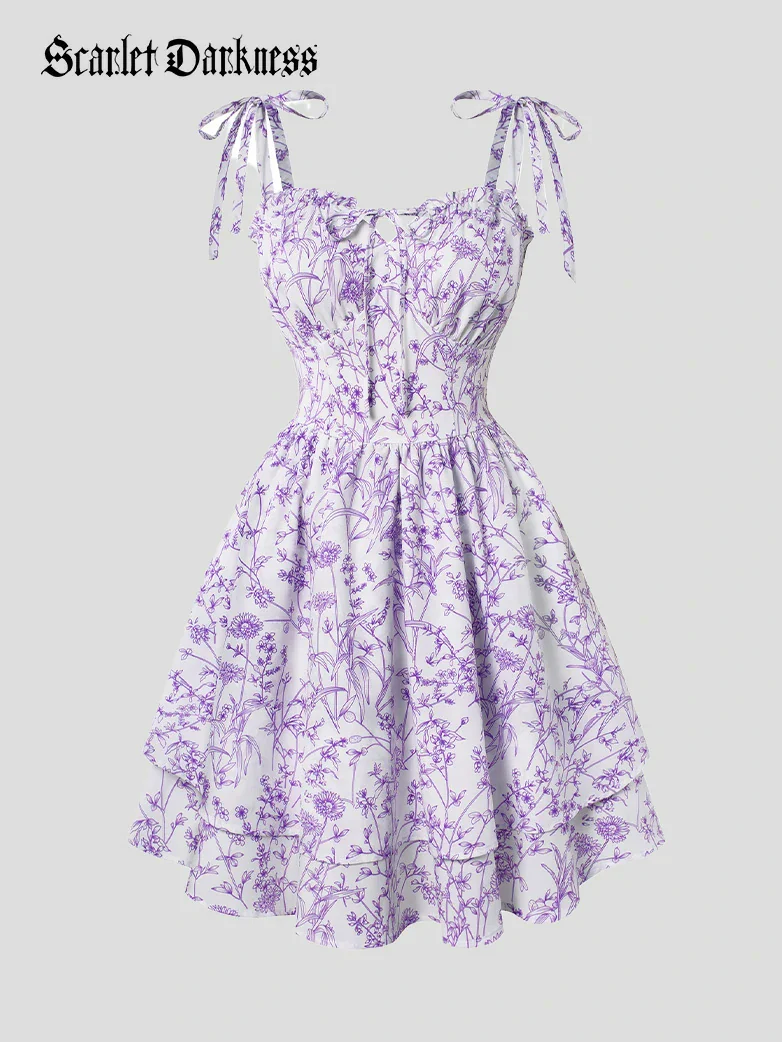 Victorian Spring Ditsy Floral Fitted Dresses For Women - Image 18
