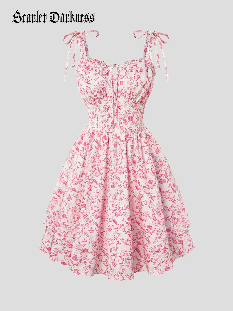 Victorian Spring Ditsy Floral Fitted Dresses For Women - Image 21