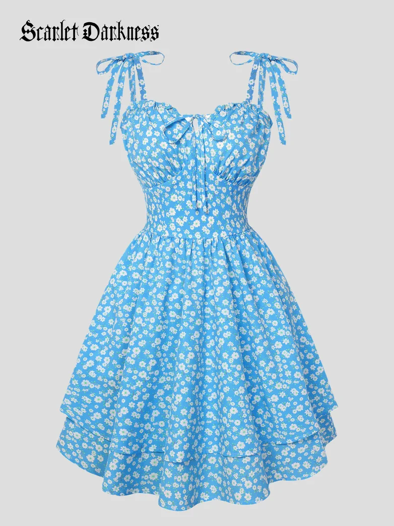 Victorian Spring Ditsy Floral Fitted Dresses For Women - Image 27
