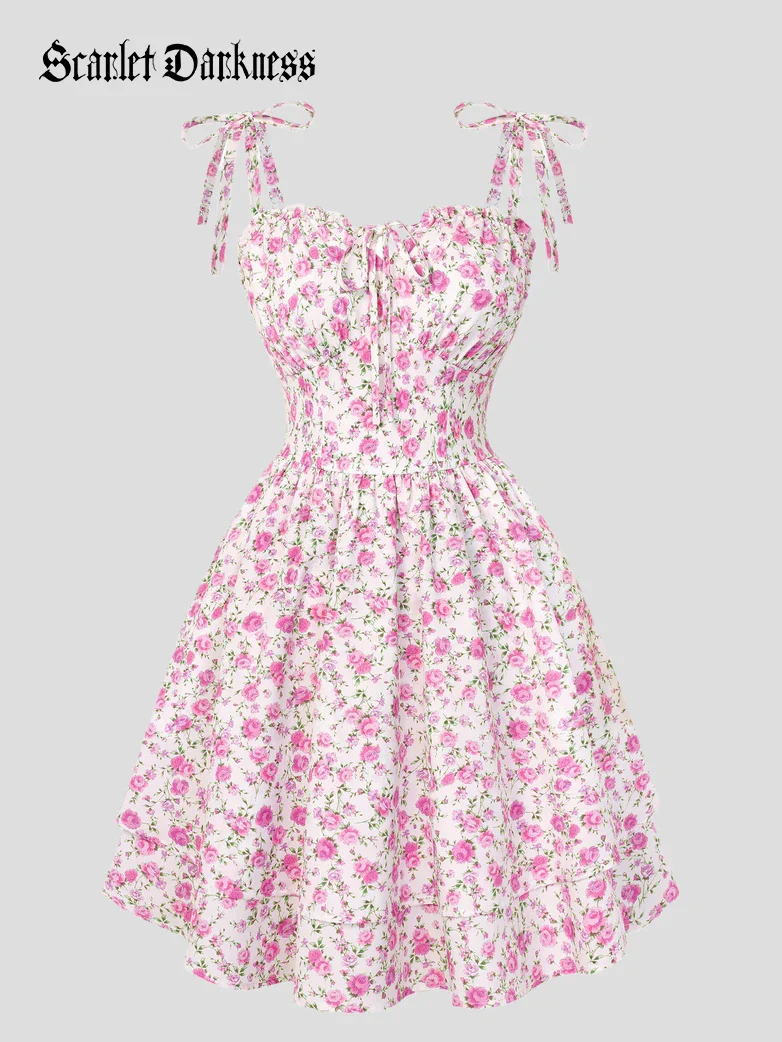 Victorian Spring Ditsy Floral Fitted Dresses For Women - Image 29