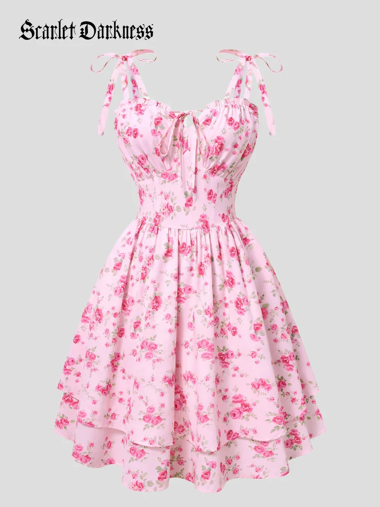 Victorian Spring Ditsy Floral Fitted Dresses For Women - Image 31
