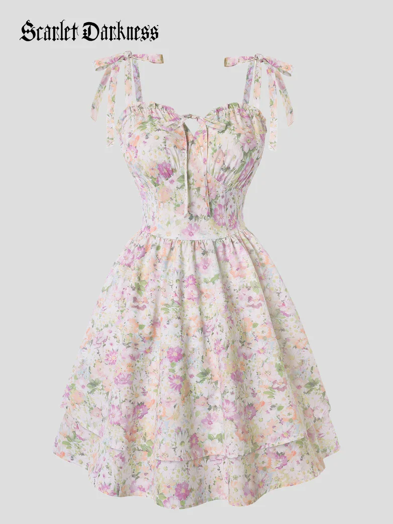 Victorian Spring Ditsy Floral Fitted Dresses For Women - Image 37