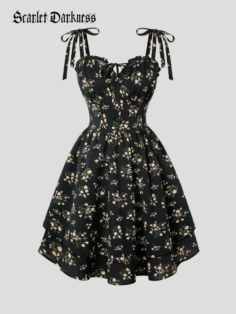 Victorian Spring Ditsy Floral Fitted Dresses For Women - Image 4