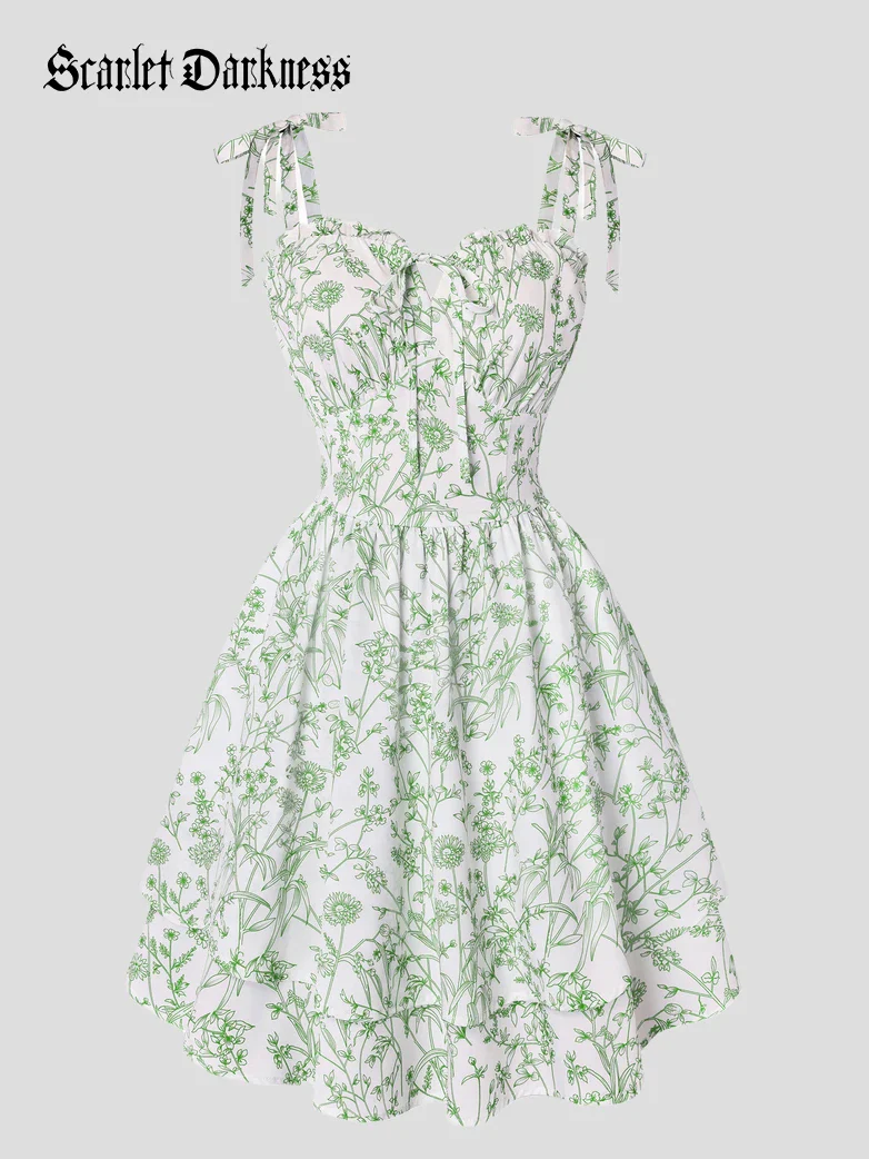 Victorian Spring Ditsy Floral Fitted Dresses For Women - Image 43