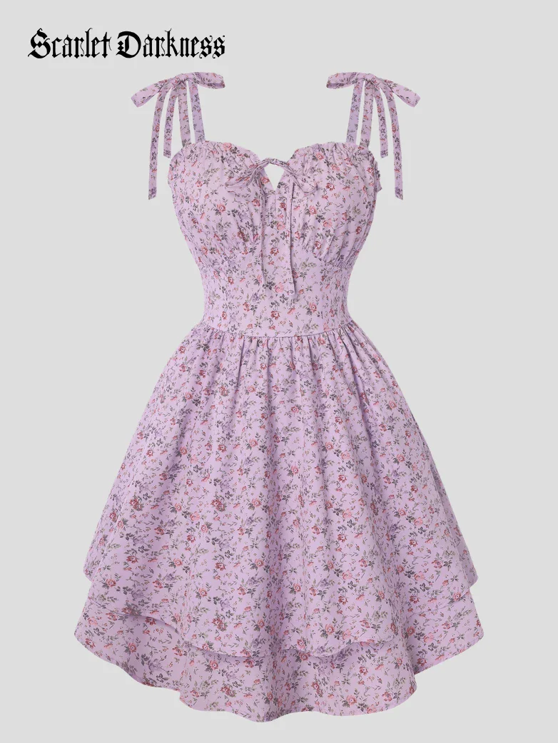 Victorian Spring Ditsy Floral Fitted Dresses For Women - Image 47