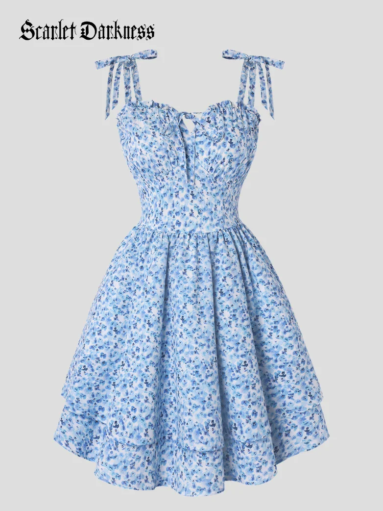 Victorian Spring Ditsy Floral Fitted Dresses For Women - Image 51