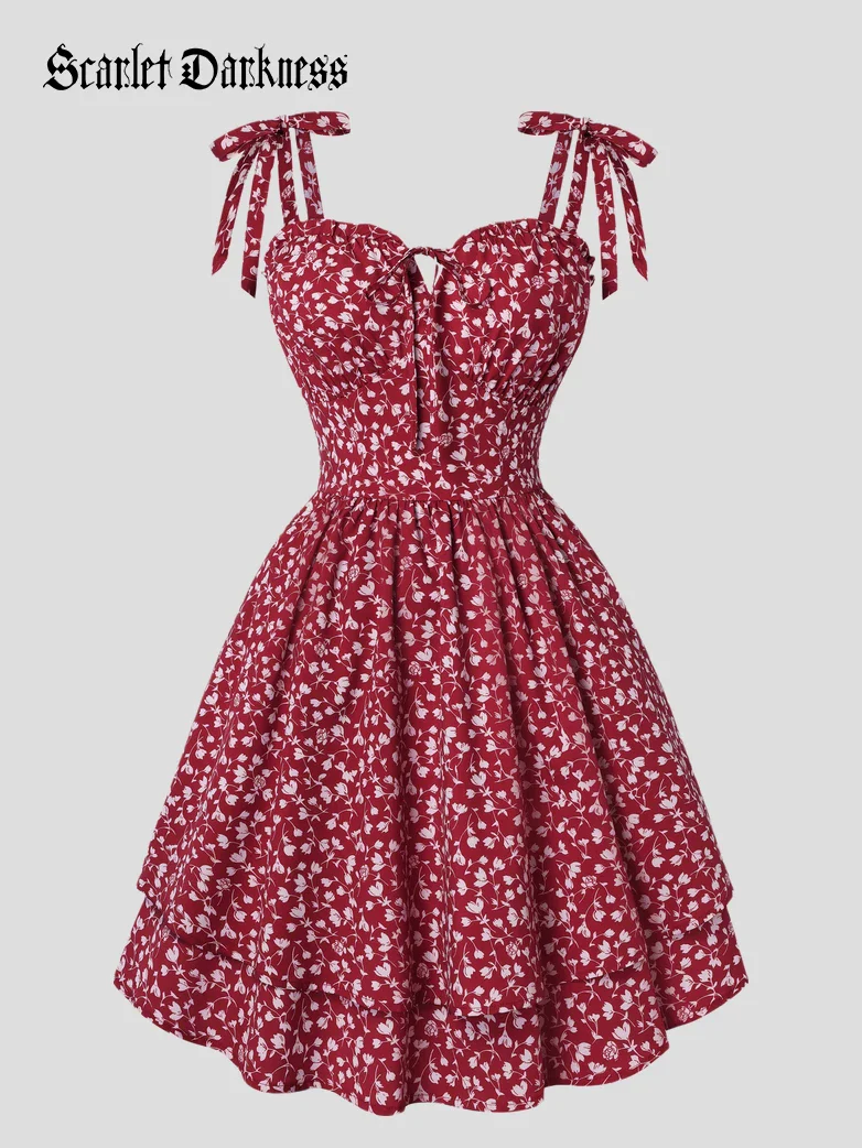 Victorian Spring Ditsy Floral Fitted Dresses For Women - Image 53