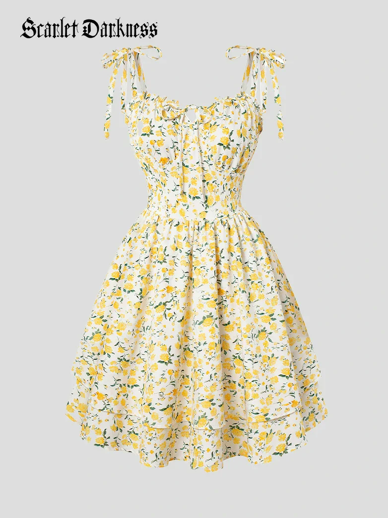 Victorian Spring Ditsy Floral Fitted Dresses For Women - Image 6