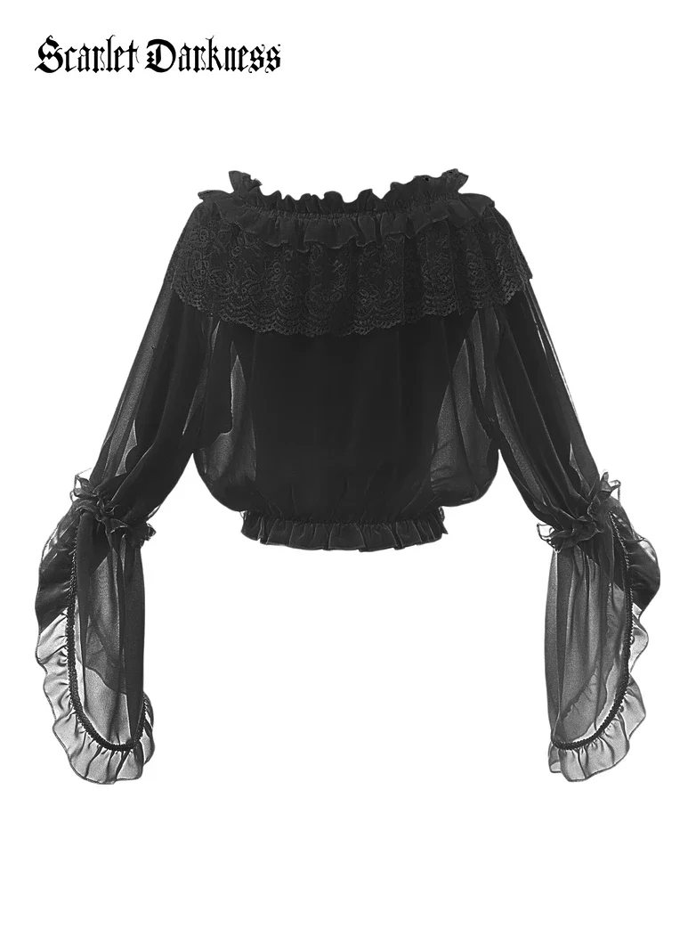 Victorian Gothic Ruffle Neck Lined Top Lining - Image 3
