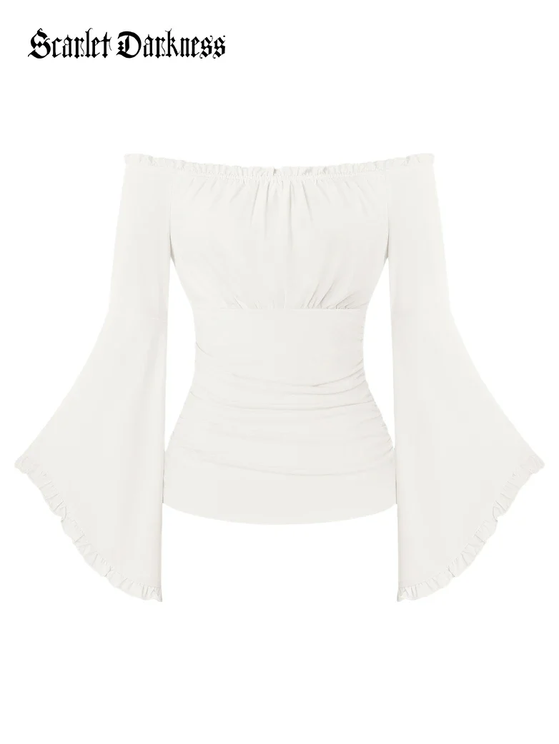 Victorian Off-Shoulder Long Sleeve Waist Cropped Top - Image 5