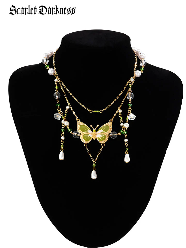 Fantasy Green Butterfly Necklace
