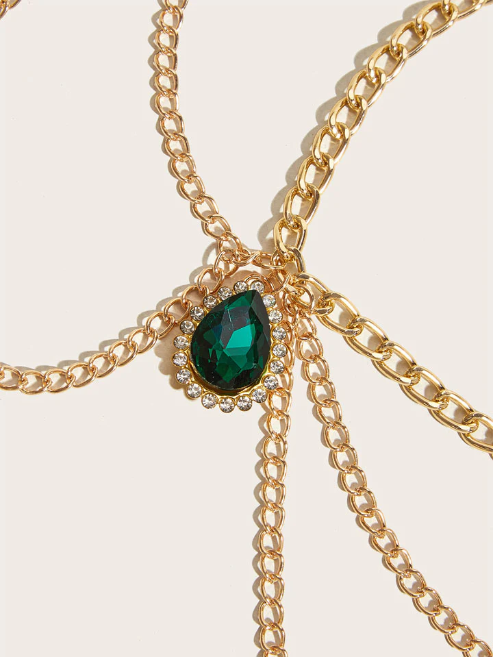 Vintage Green Pendant Waist Chain - Image 2