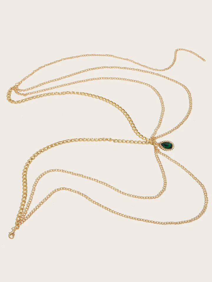 Vintage Green Pendant Waist Chain - Image 3