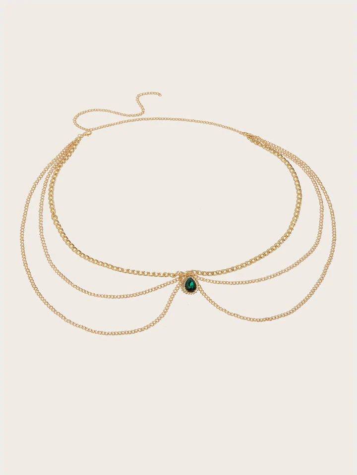 Vintage Green Pendant Waist Chain - Image 4