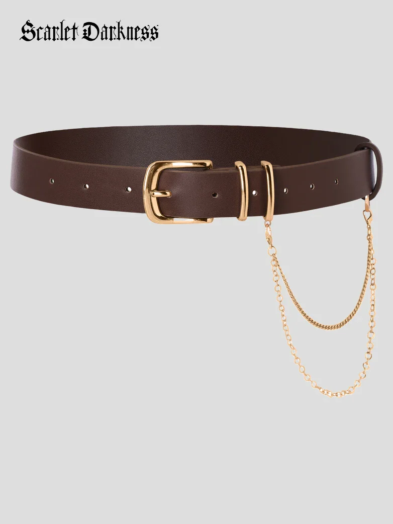 Women Renaissance Chain Decorated Waist Leather Belt - Image 13