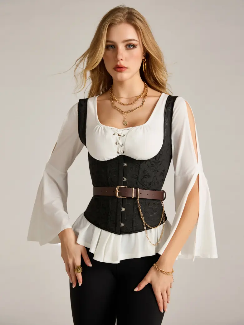Women Renaissance Chain Decorated Waist Leather Belt - Image 16