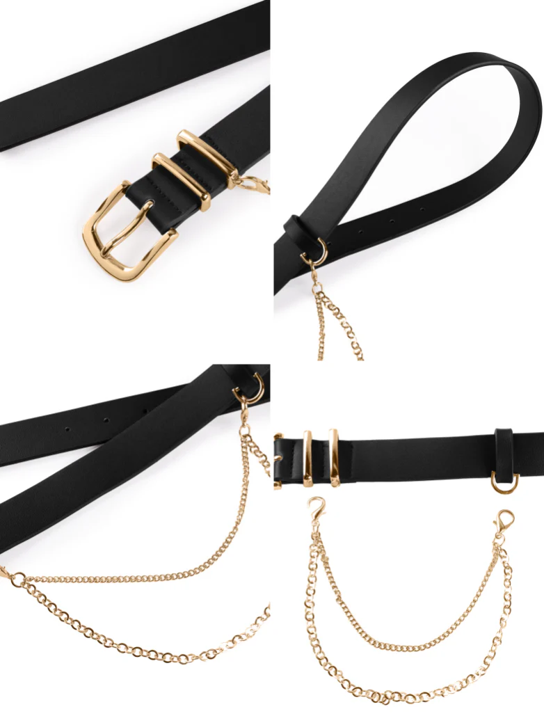 Women Renaissance Chain Decorated Waist Leather Belt - Image 6