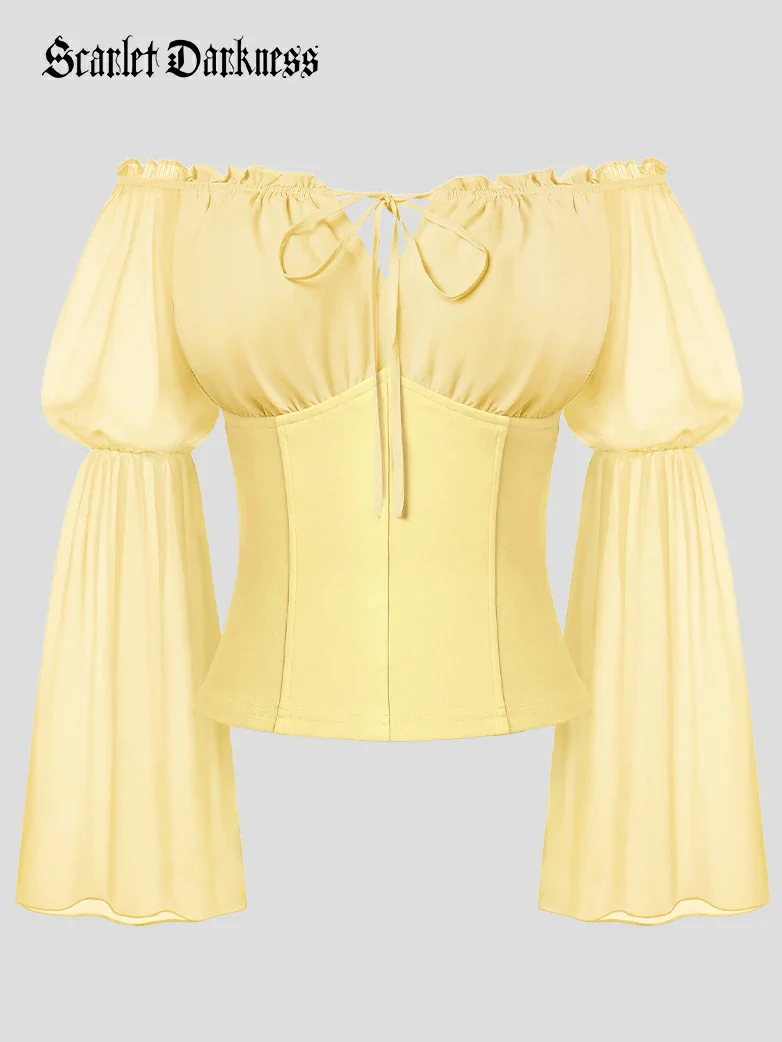 Renaissance Fantasy Fairy Off-Shoulder Chiffon Blouse - Image 12