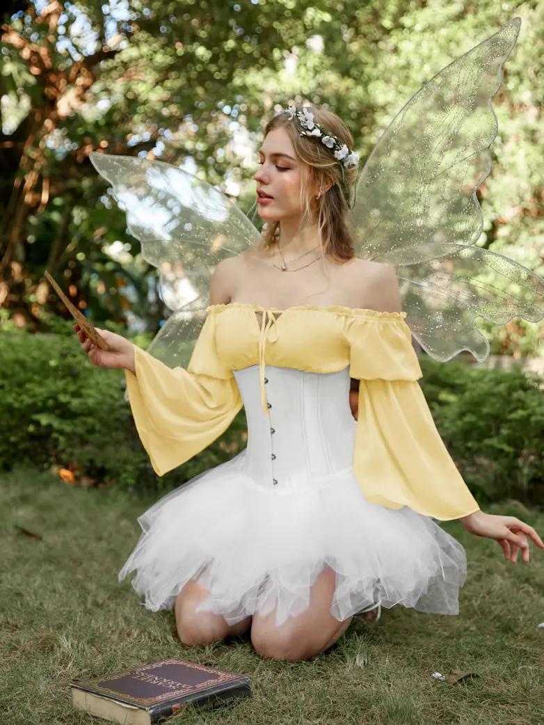 Renaissance Fantasy Fairy Off-Shoulder Chiffon Blouse - Image 14