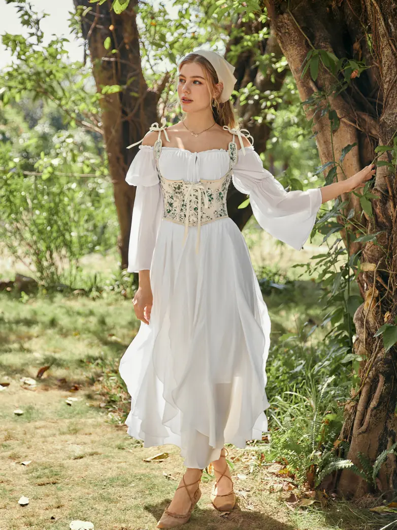 Renaissance Fantasy Fairy Off-Shoulder Chiffon Blouse - Image 21